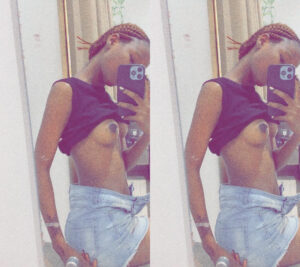 Very Naughty Slim Nigerian Girl Flaunt Her Breast And Big Nipple In This Nude Mirror Selfie Photo
