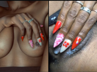 Nigerian Twitter Girl “Dunai” Shares Pictures Of Her Pussy And Boobs Covering Them With Her Hand, Flaunting Her Nails